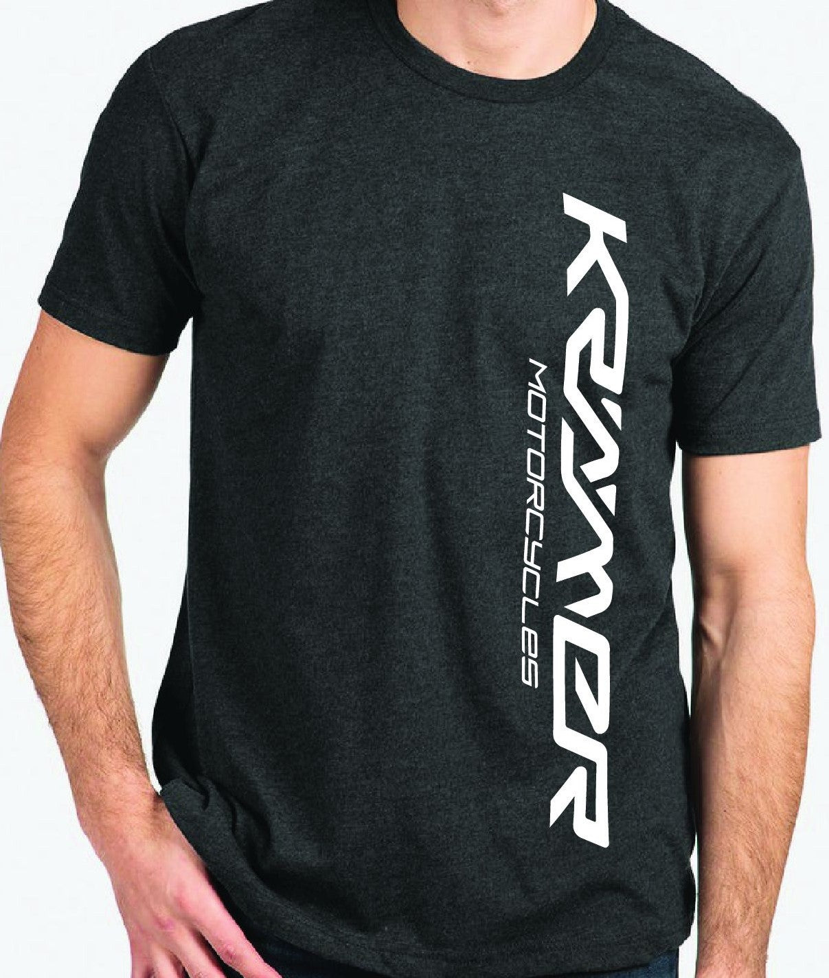 Charcoal Heather Gray T-Shirt with White Vertical KRAMER Charcoal Heather Gray T-Shirt with White Vertical KRAMER